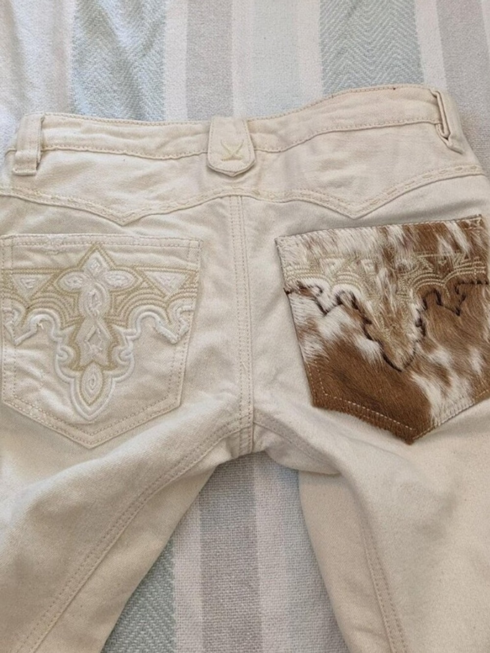 Bootcut jeans with cowhide detail